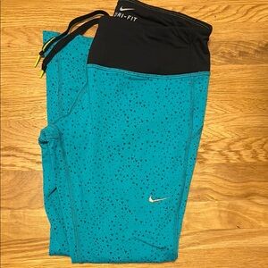 Nike Teal and Black Dri-FIT Leggings